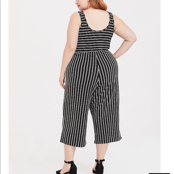 NWT Black & White Striped Rib Culottes Jumpsuit - Picture 3 of 7